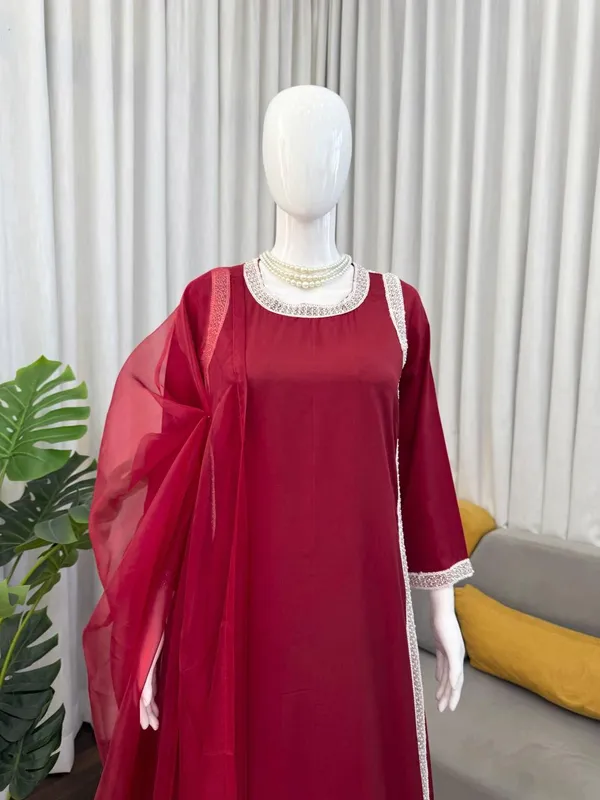 Magenta_Natural_Crep_Kurta_Palazzo_Dupatta_Set_For_Women