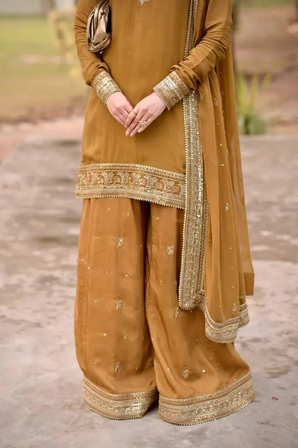 Mustard_Mul_Chanderi_Kurta_Palazzo_Dupatta_Set_For_Women