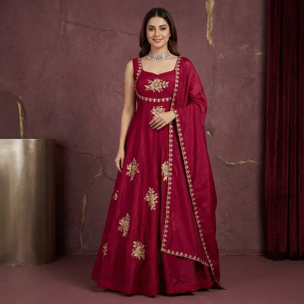 Red_Fendy_Silk_Anarkali_Lehenga_Dupatta_Set_For_Women