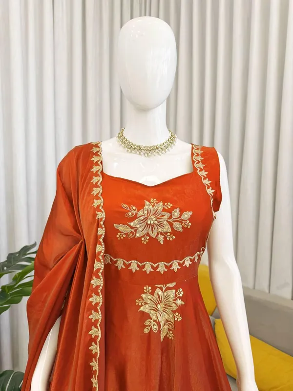 Orange_Fendy_Silk_Anarkali_Suit_Set_For_Women