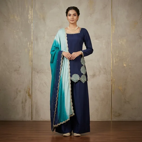 Navy_Blue_Natural_Crep_Kurta_Palazzo_Dupatta_Set_For_Women