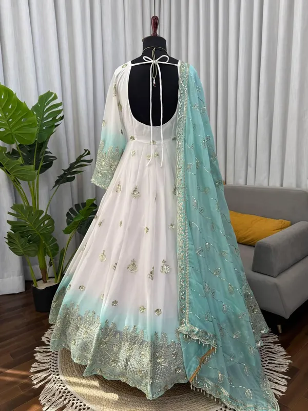 White_Star_Gorgette_Anarkali_Suit_Set_For_Women