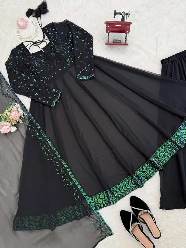 Black_Foux_Gorgette_Anarkali_Suit_Dupatta_Set_For_Women