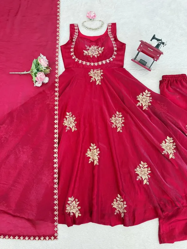 Red_Fendy_Silk_Anarkali_Lehenga_Dupatta_Set_For_Women