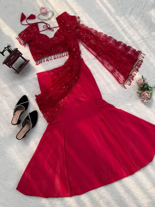 Red_Soft_Butterfly_Net_Lehenga_Choli_Set_For_Women