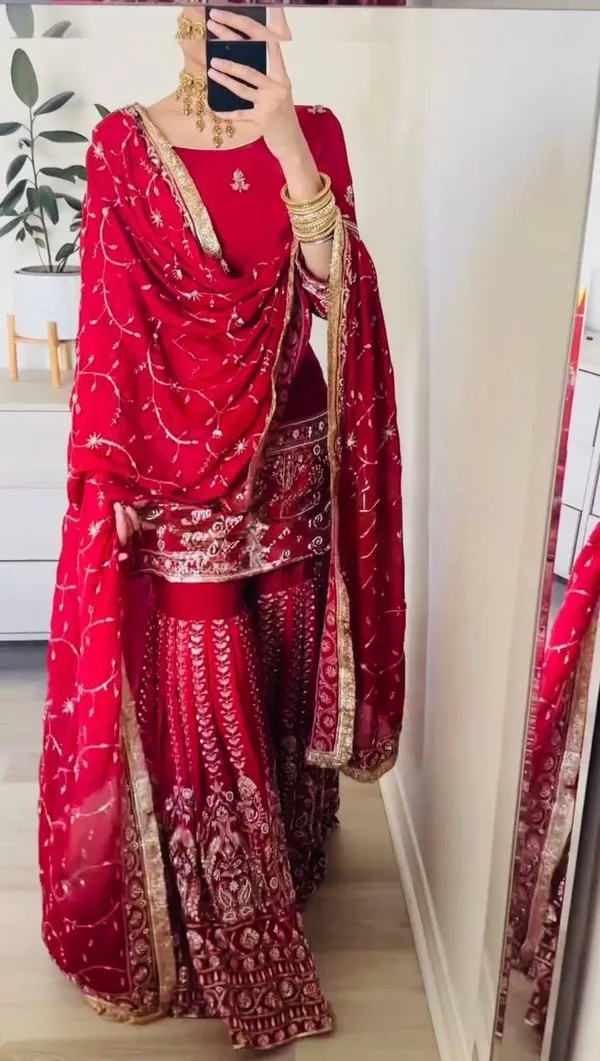 Red_Chinon_Silk_Sharara_Suit_Set_For_Women