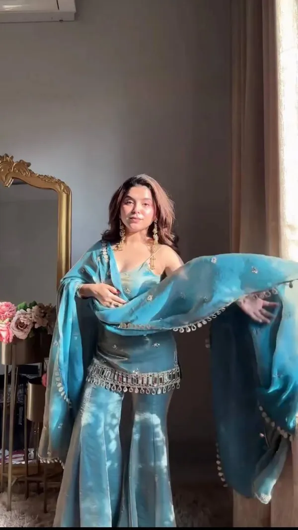 Turquoise_Fendy_Silk_Sharara_Dupatta_Set_For_Women