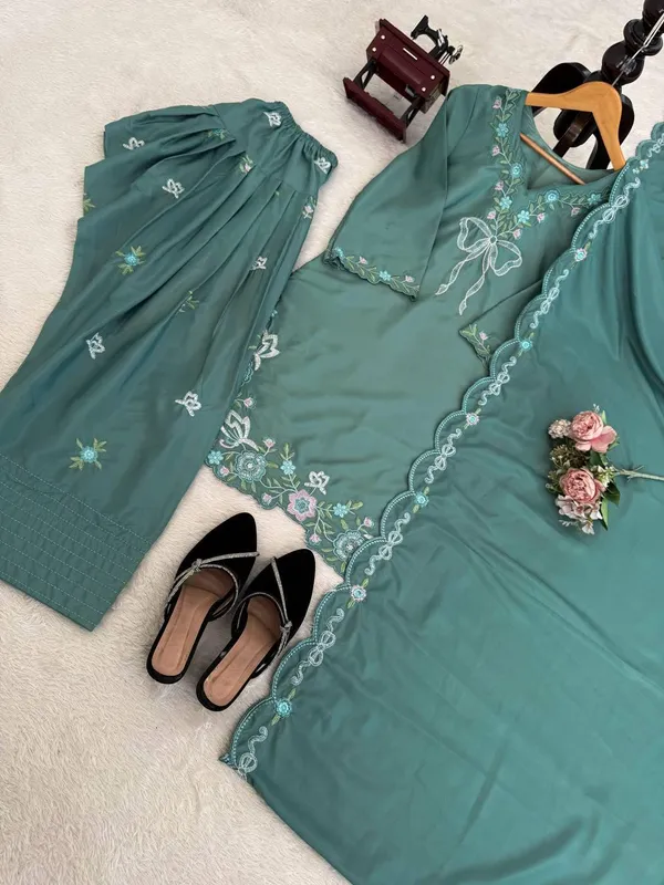 Sage_Green_Natural_Crep_Kurta_Palazzo_Dupatta_Set_For_Women