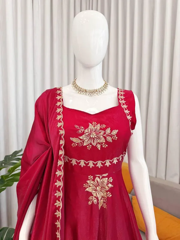 Red_Fendy_Silk_Anarkali_Lehenga_Dupatta_Set_For_Women