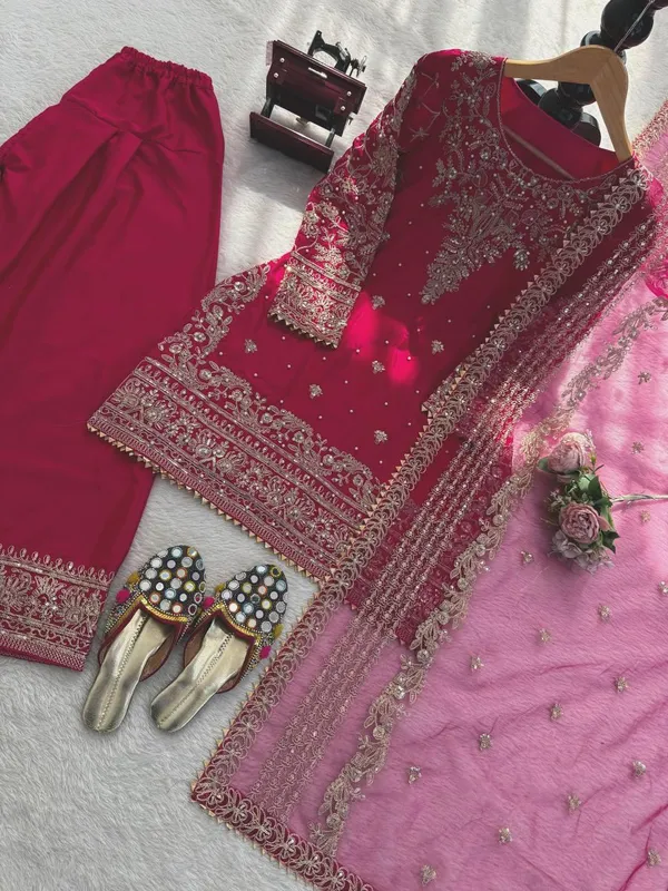 Pink_Natural_Crep_Kurta_Salwar_Set_For_Women