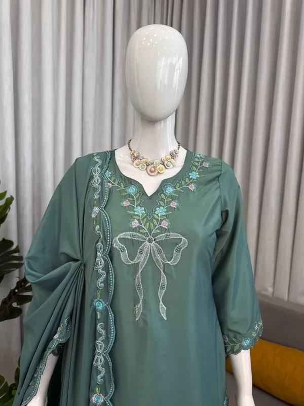 Sage_Green_Natural_Crep_Kurta_Palazzo_Dupatta_Set_For_Women