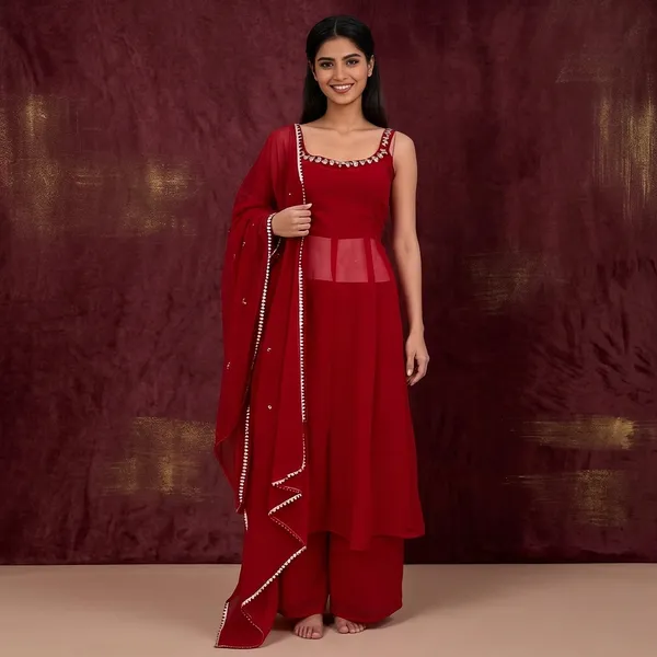 Red_Foux_Gorgette_Anarkali_Suit_Set_For_Women