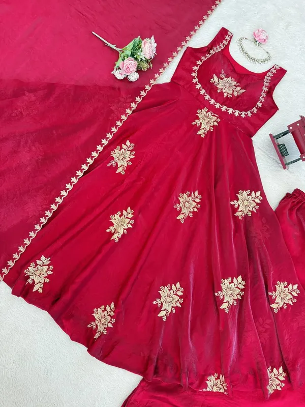 Red_Fendy_Silk_Anarkali_Lehenga_Dupatta_Set_For_Women