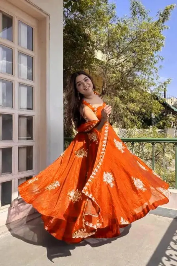 Orange_Fendy_Silk_Kurta_Set_For_Women