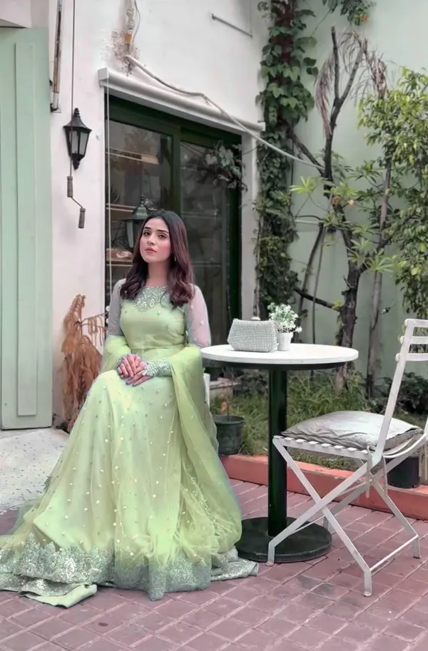 Mint_Green_Foux_Gorgette_Lehenga_Choli_Set_For_Women