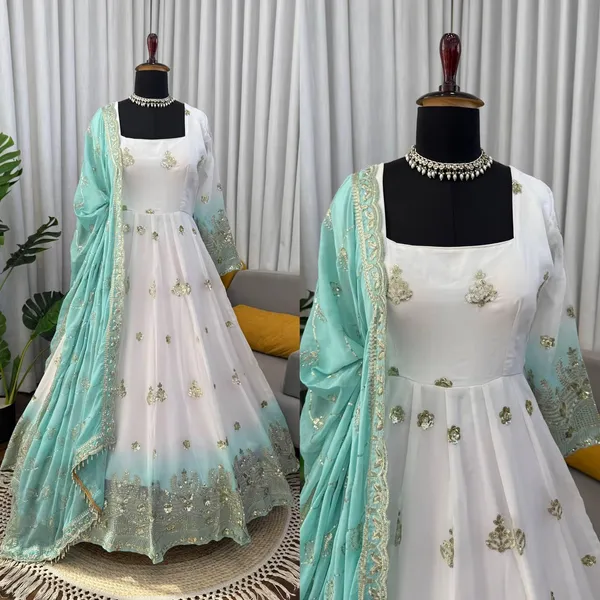 White_Star_Gorgette_Anarkali_Suit_Set_For_Women