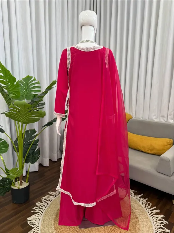 Magenta_Natural_Crep_Kurta_Palazzo_Dupatta_Set_For_Women