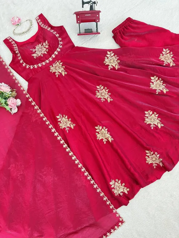 Red_Fendy_Silk_Anarkali_Lehenga_Dupatta_Set_For_Women