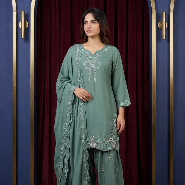 Sage_Green_Natural_Crep_Kurta_Palazzo_Dupatta_Set_For_Women