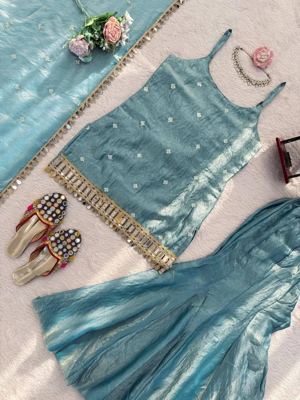 Sky_Blue_Fendy_Silk_Kurta_Palazzo_Dupatta_Set_For_Women