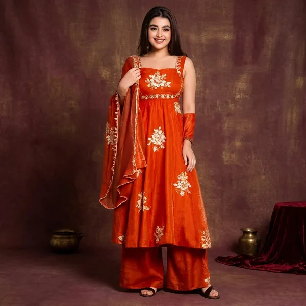 Orange_Fendy_Silk_Anarkali_Suit_Set_For_Women