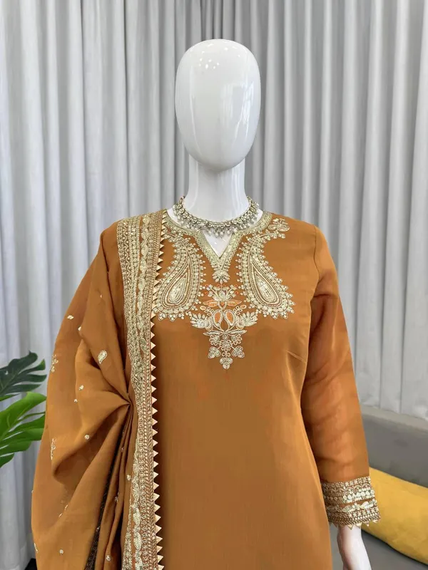 Mustard_Mul_Chanderi_Kurta_Palazzo_Dupatta_Set_For_Women