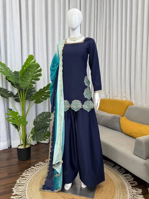 Navy_Blue_Natural_Crep_Kurta_Palazzo_Dupatta_Set_For_Women