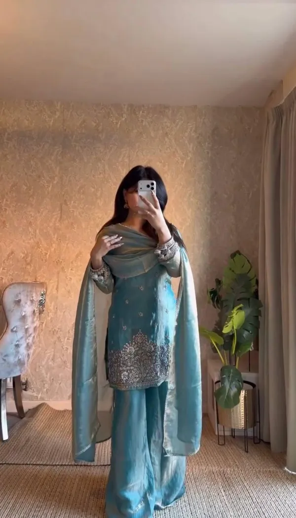 Sky_Blue_Fendy_Silk_Kurta_Palazzo_Dupatta_Set_For_Women