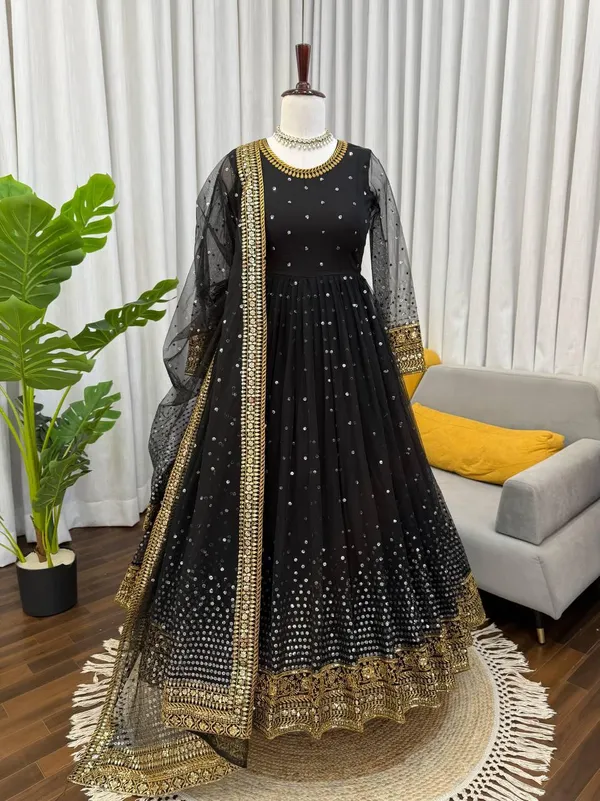Black_Soft_Butterfly_Net_Anarkali_Lehenga_Set_For_Women