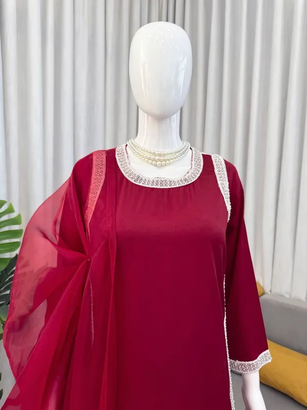 Magenta_Natural_Crep_Kurta_Palazzo_Dupatta_Set_For_Women