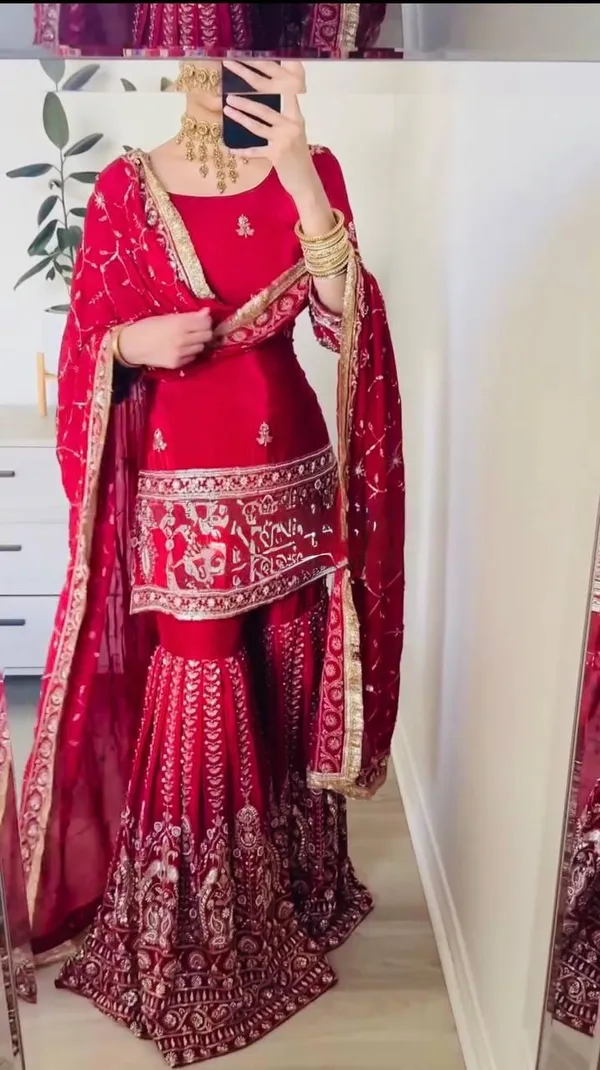 Red_Chinon_Silk_Sharara_Suit_Set_For_Women