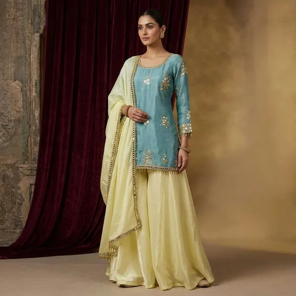 Multicolor_Fendy_Silk_Kurta_Palazzo_Set_For_Women