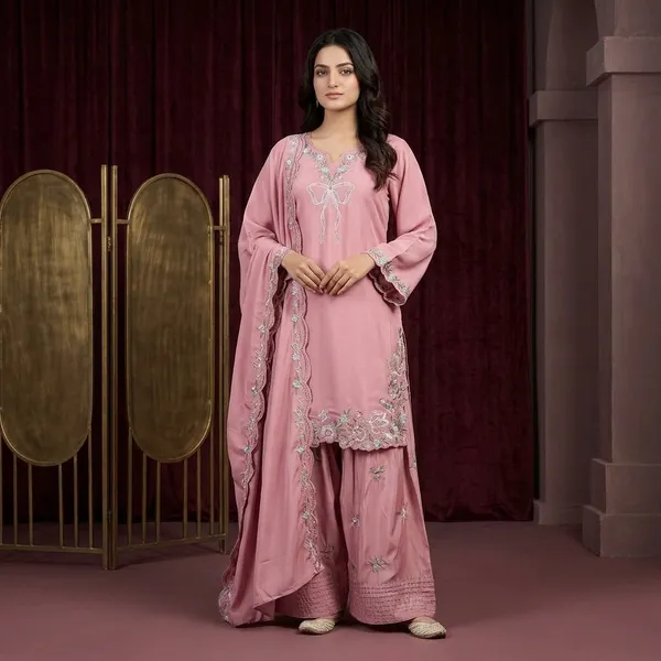 Pink_Natural_Crep_Suit_Set_For_Women