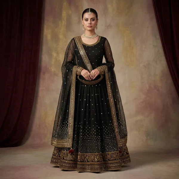 Black_Soft_Butterfly_Net_Anarkali_Lehenga_Set_For_Women