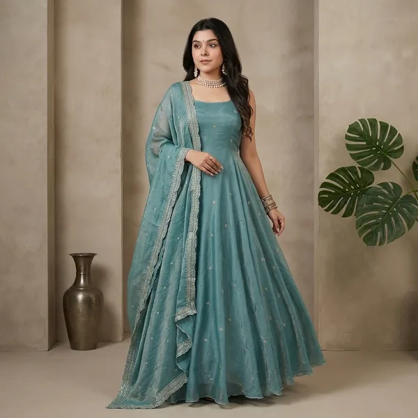 Turquoise_Fandy_Silk_Suit_Set_For_Women