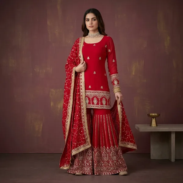 Red_Chinon_Silk_Sharara_Suit_Set_For_Women