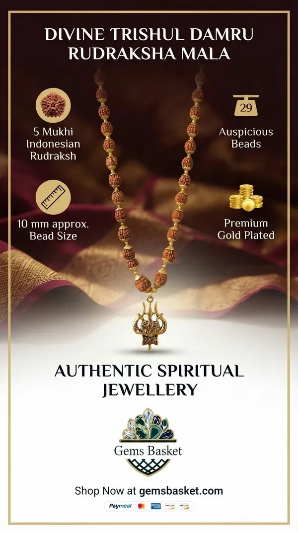 5_mukhi_Rudraksh_mala_with_mahadev_trishul_pendant_/gold_plated/_10_mm_beads_approx_/29_beads_mala/spritual_mala