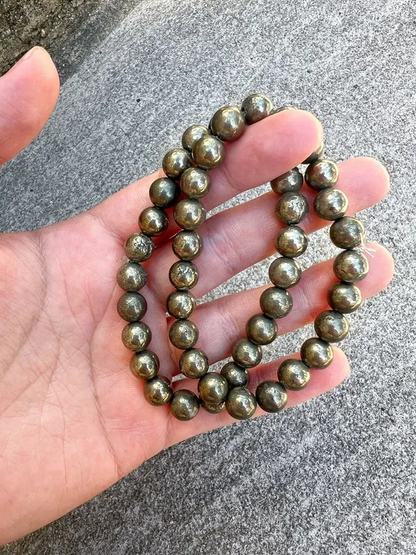 Natural_Pyrite_elastic_Beaded_Bracelet_For_Men_And_Women_(100%_Original)_with_lab_certificate