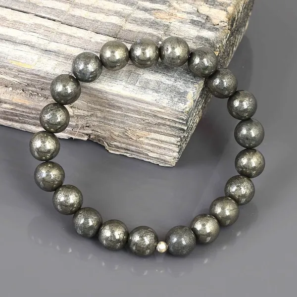 Natural_Pyrite_elastic_Beaded_Bracelet_For_Men_And_Women_(100%_Original)_with_lab_certificate
