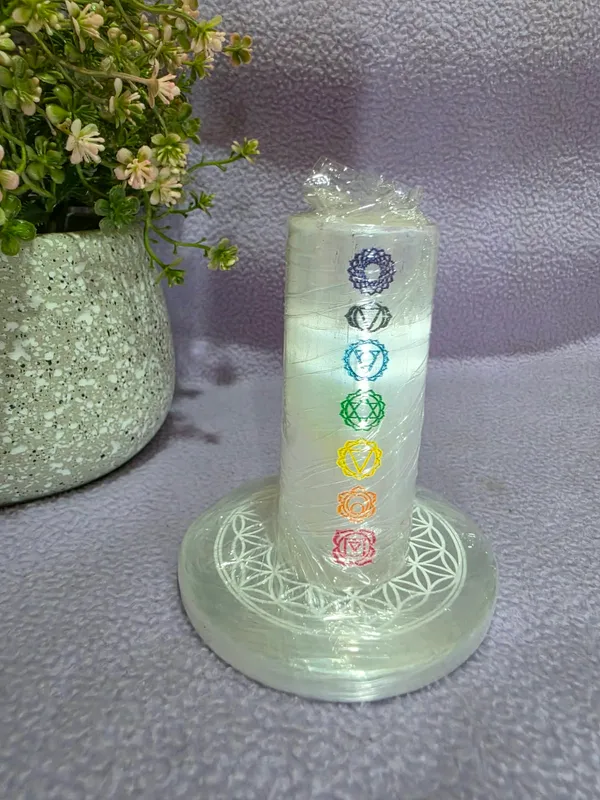 salenite_tower_7_chakra_design_3*3_inch_to_charge_gemstone_&_crystal_bracelet_and_purify_the_complete_room__