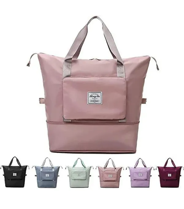 Pink_Polyester_Oxford_Foldable_Expandable_Travel_Duffel_Bag