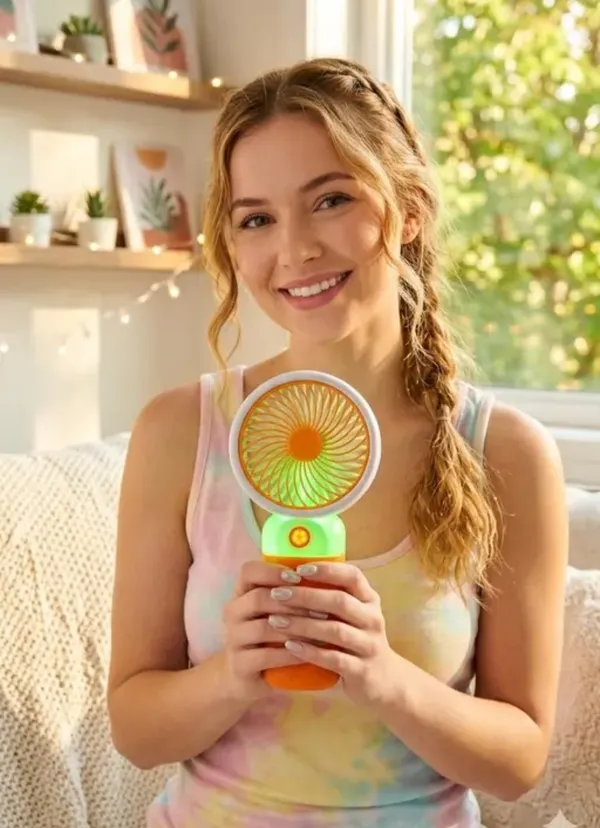 Pink_Abs_3-Speed_Rechargeable_Mini_Fan_With_LED_Light_Usb-C