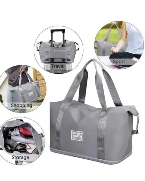 Grey_Polyester_Oxford_Foldable_Expandable_Travel_Bag
