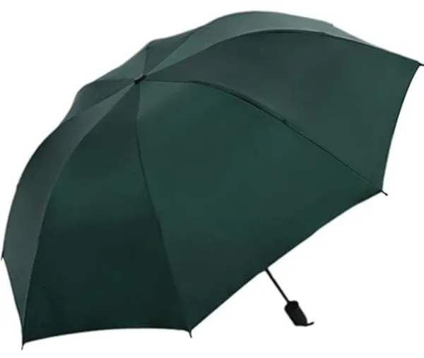 Green_Pongee_Polyester_3-Fold_Auto_Open_Silver_Lining_Umbrella