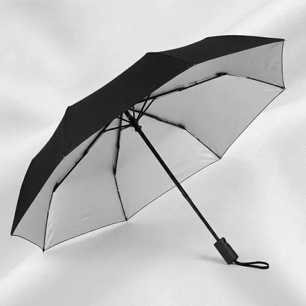 Black_Pongee_Polyester_Auto_3-Fold_Silver_Lining_Umbrella