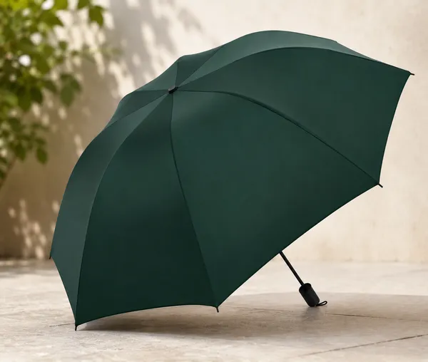 Green_Pongee_Polyester_3-Fold_Auto_Open_Silver_Lining_Umbrella
