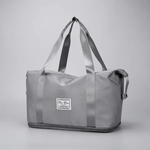 Grey_Polyester_Oxford_Foldable_Expandable_Travel_Bag