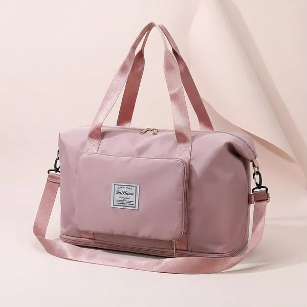 Pink_Polyester_Oxford_Foldable_Expandable_Travel_Duffel_Bag