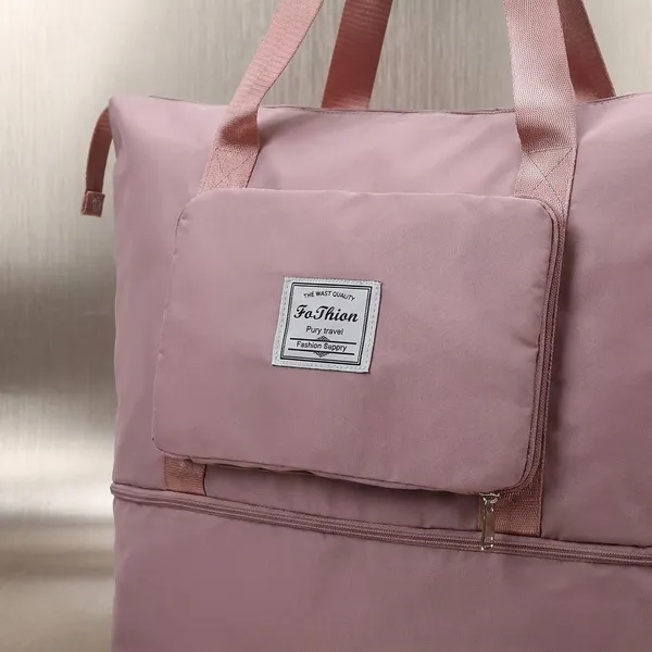 Pink_Polyester_Oxford_Foldable_Expandable_Travel_Duffel_Bag