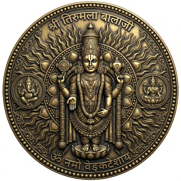 Brass__Decorative_Coin_Tirumalai_Balaji_Ganesha_Lakshmi
